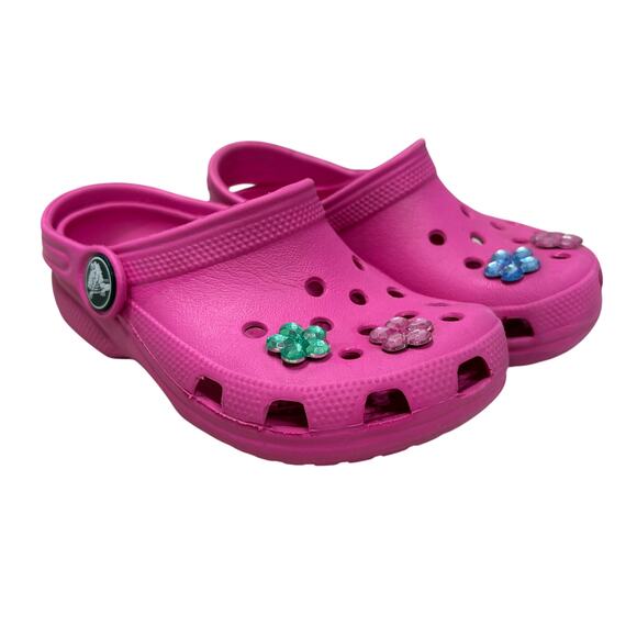 Girl's Pink Crocs w/ Flower Charms - crocs - 6/7 - Picture 1 of 4